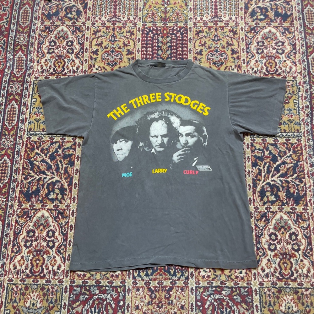 VTG 1988 The Three Stooges T-Shirt Single Stitch Changes Tag Faded Black L USA